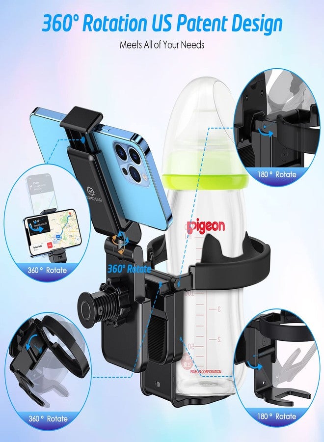 ويزجير حامل أكواب وحامل هاتف لعربة الأطفال من WixGear، حامل أكواب وهاتف عالمي 2 في 1 لعربة الأطفال، والكرسي المتحرك، والمشاية، مع حامل هاتف جديد (إصدار أحدث) - Image 2
